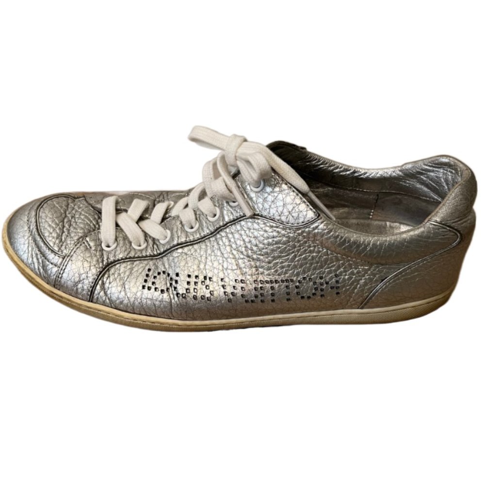 Louis Vuitton Silver leather low trainers, size 9 - Picture 1 of 13